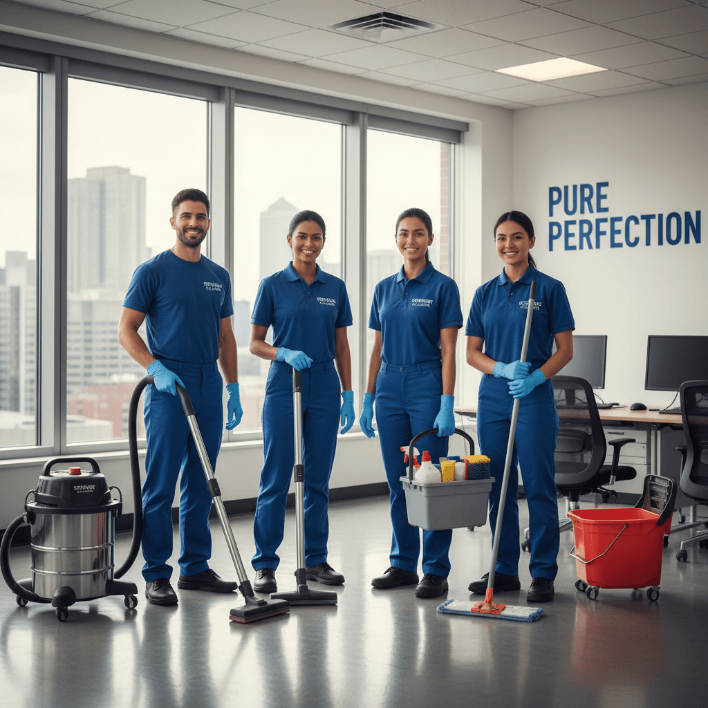 Professional exterior cleaning team with ladders and equipment